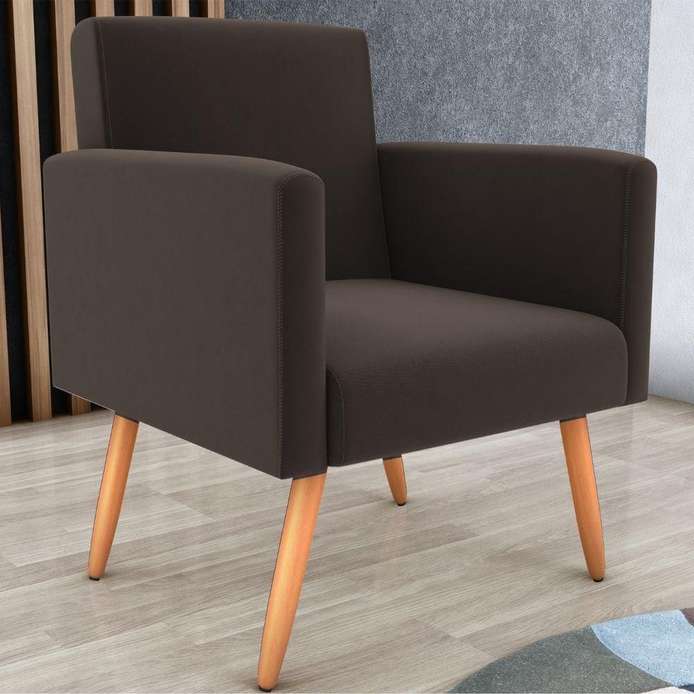 Poltrona Para Decoração Belém Suede Marrom