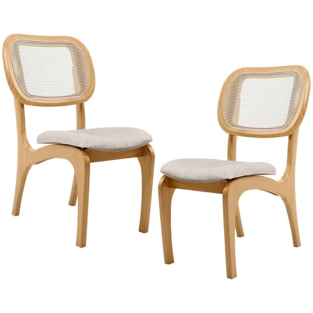 Kit 2 Cadeiras Para Sala De Jantar Estofada E Tela Mariah L02 Linho Cru