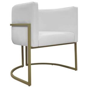 Poltrona Decorativa Recepção Luna Corino Cores Base De Ferro Champagne Branco Corino