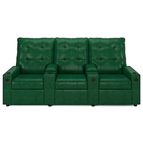 Poltrona Do Papai Reclinável Mallie 3 Lugares Baú Usb Fh9 Pu Verde Musgo - Mpozenato