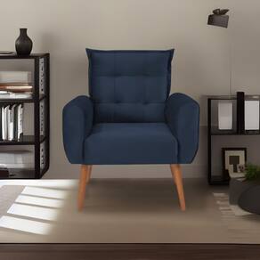 Poltrona Decorativa Para Sala De Estar Quarto E Escritorio Dakota Veludo Matrix - Azul Azul