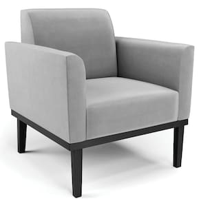 Poltrona Decorativa Base Madeira Preto Maressa Suede Cinza