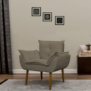 Poltrona Decorativa Para Sala E Quarto Opala Suede Herrero Cor:cappuccino