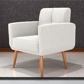 Poltrona Decorativa Para Sala Lilian Boucle Bege
