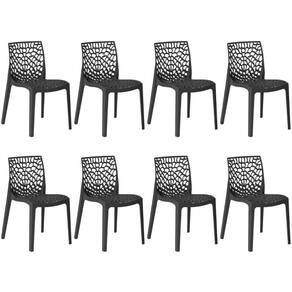 Kit 8 Cadeiras De Jantar Gruvyer Design Em Polipropileno - Preto