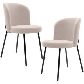 Kit 2 Cadeiras Sala De Jantar Estofada Gavi L02 Suede Bege