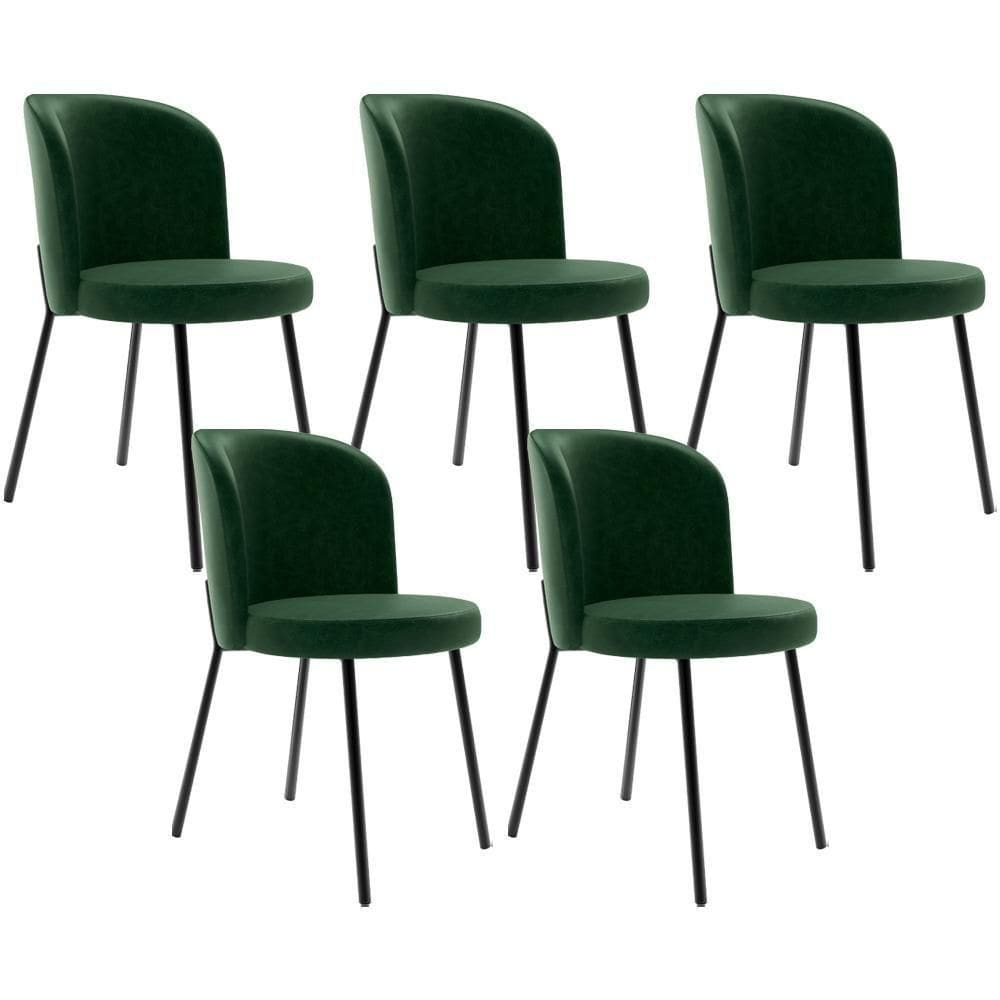 Kit 5 Cadeiras Sala De Jantar Estofada Gavi L02 Couríssimo Verde Musgo