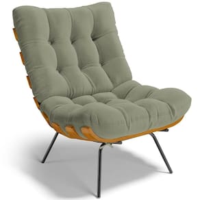 Poltrona Decorativa Sala De Estar Costela L02 Bouclê Oliva - Lyam Decor