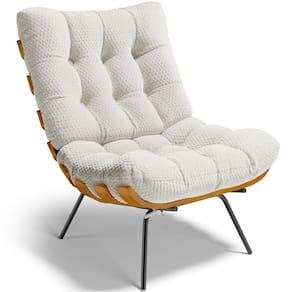 Poltrona Decorativa Sala De Estar Costela L02 Bouclê Cru - Lyam Decor