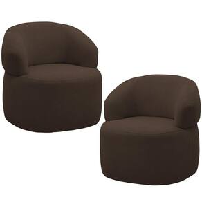 Kit 2 Poltronas Giratórias Sala De Estar Living Orgânico Carmen F04 Veludo Marrom - Lyam Decor