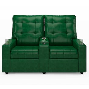 Poltrona Do Papai Reclinável Mallie 2 Lugares Baú Usb Fh9 Pu Verde Musgo - Mpozenato