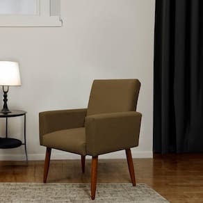 Poltrona Decorativa Para Sala E Quarto Nina Suede Herrero Cor:marrom Claro