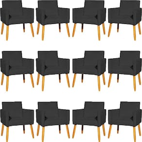 Kit 12 Poltronas Decorativa Para Sala Nina Suede Cores Pé Palito 30cm Castanho - Suede