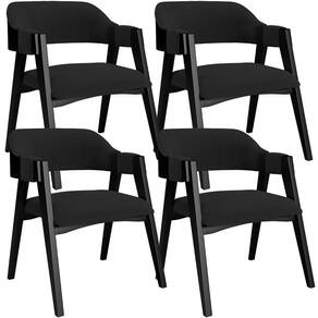 Kit 4 Cadeiras Sala De Jantar Estar Living Estofada Suran L02 Preto Bouclê Preto - Lyam Decor