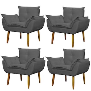 Kit 4 Poltronas Decorativa Sala E Quarto Opala Suede Herrero Cor:cinza