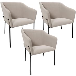 Kit 3 Cadeiras Para Sala De Jantar Estar Living Olívia L02 Bouclê Creme - Lyam Decor