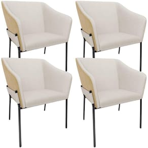 Kit 4 Cadeiras Para Sala De Jantar Estar Living Olívia L02 Linho Cru Couríssimo Fendi - Lyam Decor