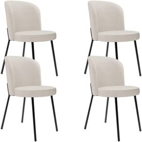 Kit 4 Cadeiras Sala De Jantar Estofada Gavi L02 Linho Cru