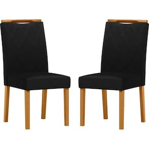 Conjunto Com 2 Cadeiras De Jantar Estofada Sarah Ypê Veludo Preto Ja03