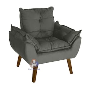 Poltrona-cadeira Decorativa Glamour Opala Chumbo Smf Decor