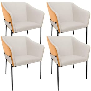 Kit 4 Cadeiras Para Sala De Jantar Estar Living Olívia L02 Linho Cru Couríssimo Whisky - Lyam Decor