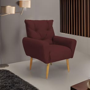Poltrona Decorativa Para Sala De Estar Quarto E Escritorio Denver Veludo Matrix - Vinho Vinho