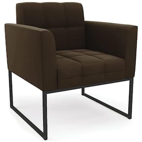Poltrona Decorativa Base Industrial Preto Ana Suede Marrom