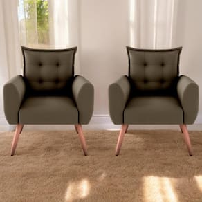 Conjunto De Poltronas Decorativas Lily Suede Cappuccino