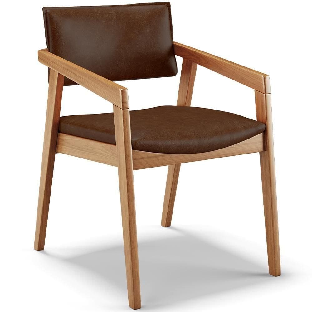 Cadeira Para Sala De Jantar Estar Living Giorgia B04 Couríssimo Marrom - Lyam Decor