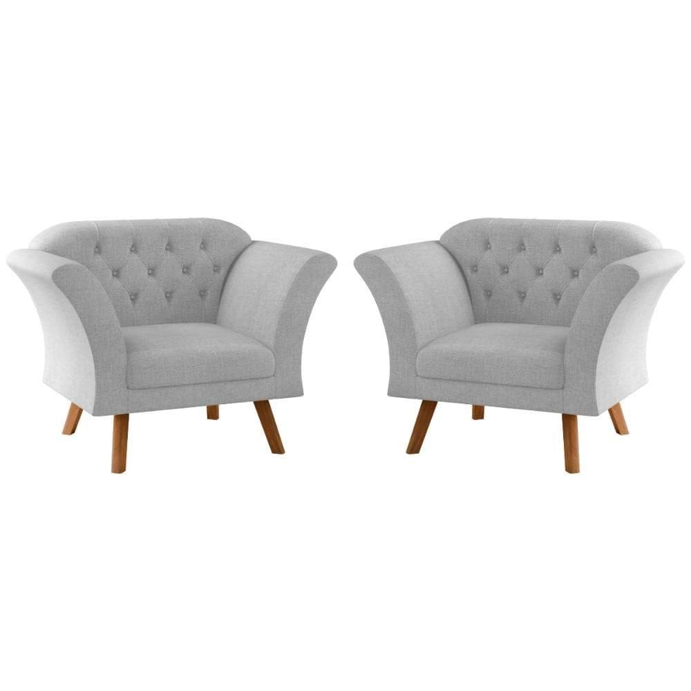 Conjunto Poltrona Para Sala De Recepção Moreira Linha Cinza