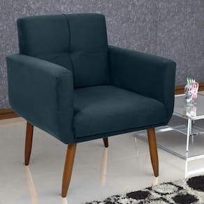 Poltrona Decorativa Para Sala Lages Suede Petróleo