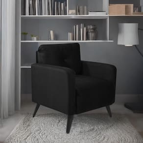 Poltrona Decorativa Sala Escritorio Bahamas Veludo - Preto Preto