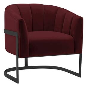Poltrona Decorativa Sala De Estar Recepção Mavie Base De Ferro Preto Suede - Doce Sonho Móveis Cor Bordô