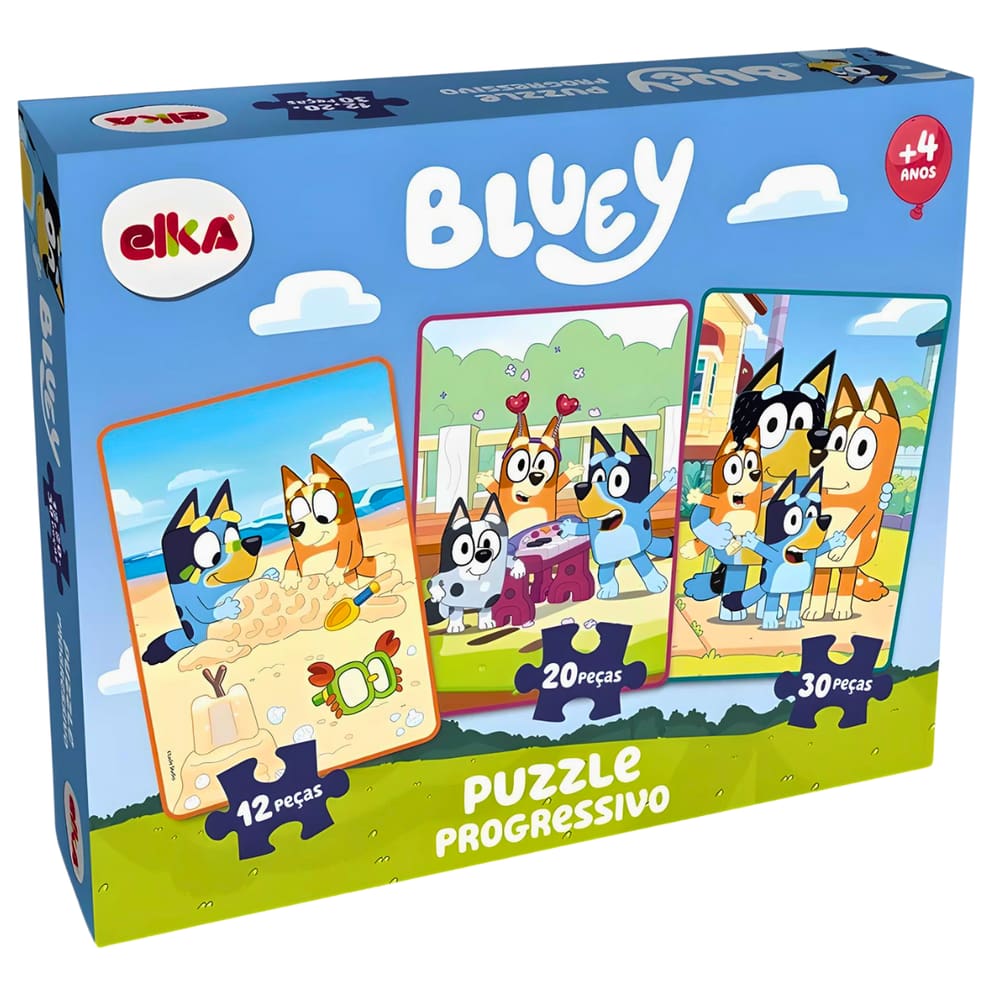 Quebra Cabeça Puzzle Progressivo Bluey 12 20 E 30 Peças Elka