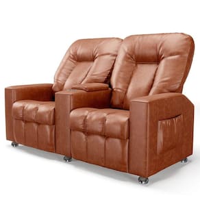 Poltrona Reclinável Para Cinema 2 Lugares Praddo Fh9 Pu Camel Mpozenato