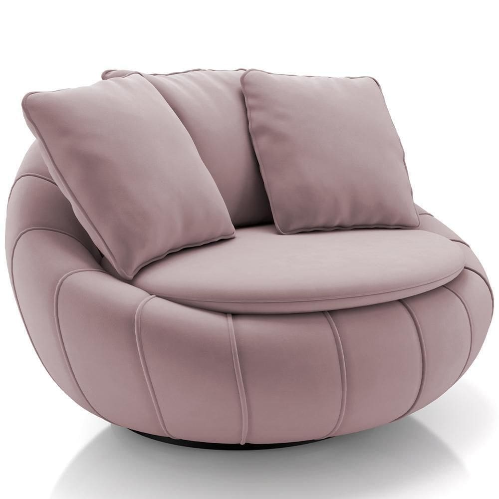 Poltrona Decorativa Giratória Kira M03 Veludo Rosê - Lyam Decor