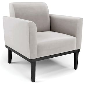 Poltrona Decorativa Base Madeira Preto Maressa Veludo Cinza