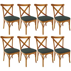 Kit 08 Cadeiras Para Sala De Jantar E Estar Living Estofada ávila L02 Suede Verde Musgo - Lyam