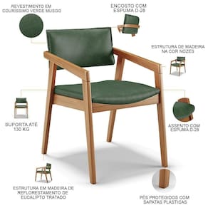Kit 04 Cadeiras Para Sala De Jantar Estar Living Giorgia B04 Couríssimo Verde Musgo