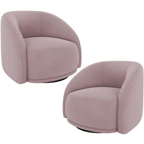 Kit 02 Poltronas Decorativas Giratória Angelina M03 Veludo Rosê - Lyam Decor