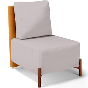 Poltrona Decorativa Sala De Estar Living Pés Madeira Hungria L02 Couríssimo Whisky Linho Bege - Lyam