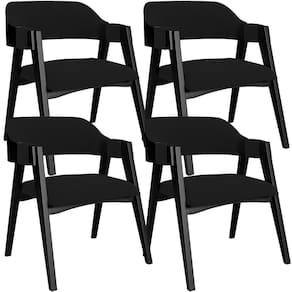 Kit 4 Cadeiras Sala De Jantar Estar Living Estofada Suran L02 Preto Suede Preto - Lyam Decor