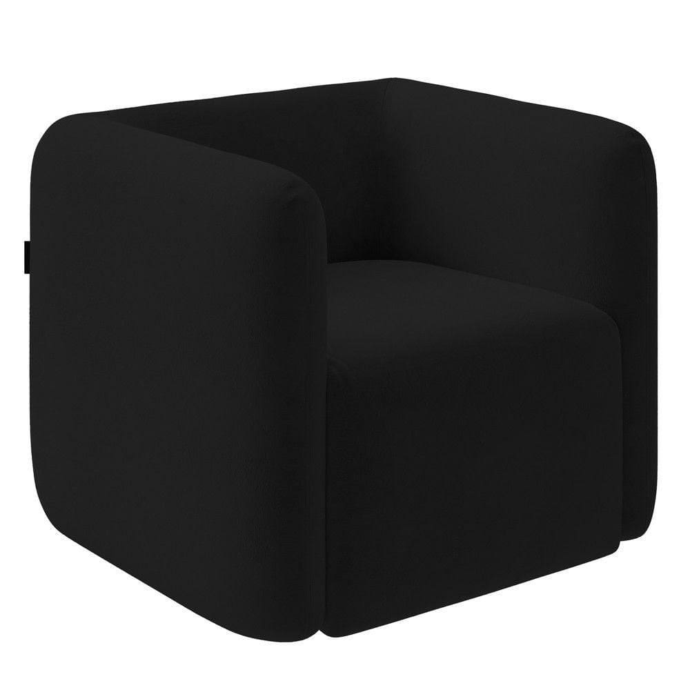 Poltrona Para Sala De Estar Decorativa Kit Com 2 Maggie K04 Veludo Preto Mpozenato
