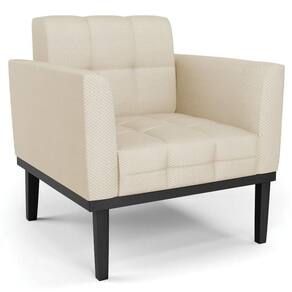 Poltrona Decorativa Base Madeira Preto Ana Veludo Luxo Off White