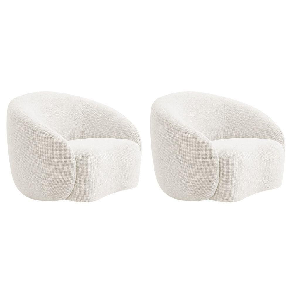 Kit 02 Poltronas Orgânica Luxo Recepção Amore Bouclé Cor Branco