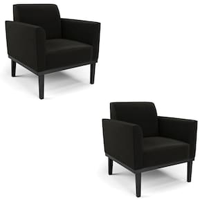 Poltrona Base Madeira Preto Kit 2 Maressa Suede Preto