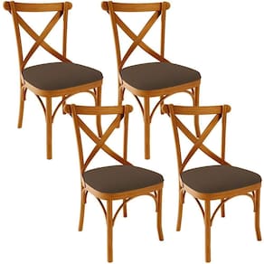 Kit 04 Cadeiras Para Sala De Jantar E Estar Living Estofada ávila L02 Suede Marrom - Lyam