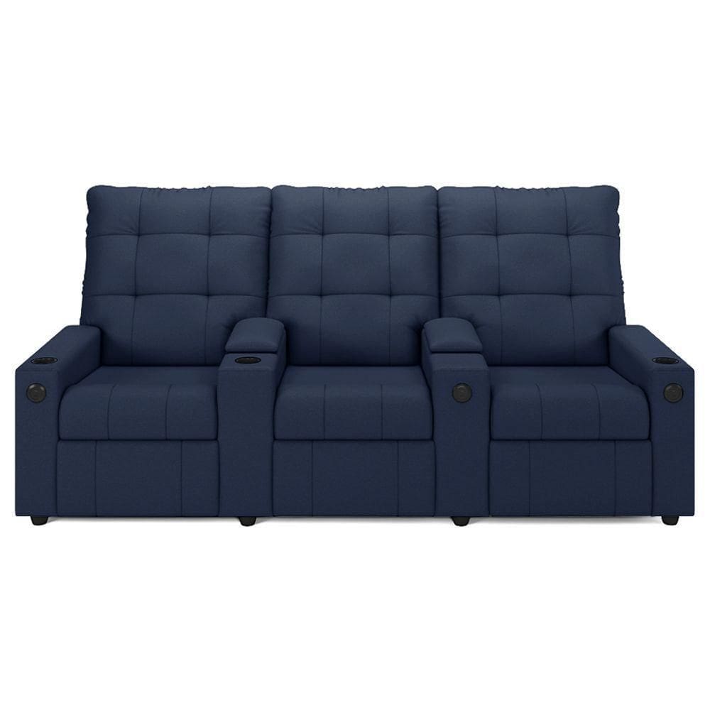 Poltrona Do Papai Reclinável Mallie 3 Lugares Baú Usb Fh9 Pu Azul - Mpozenato