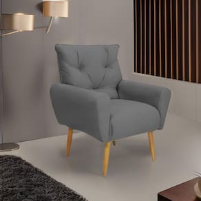 Poltrona Decorativa Para Sala De Estar Quarto E Escritorio Denver Veludo Matrix - Chumbo Chumbo