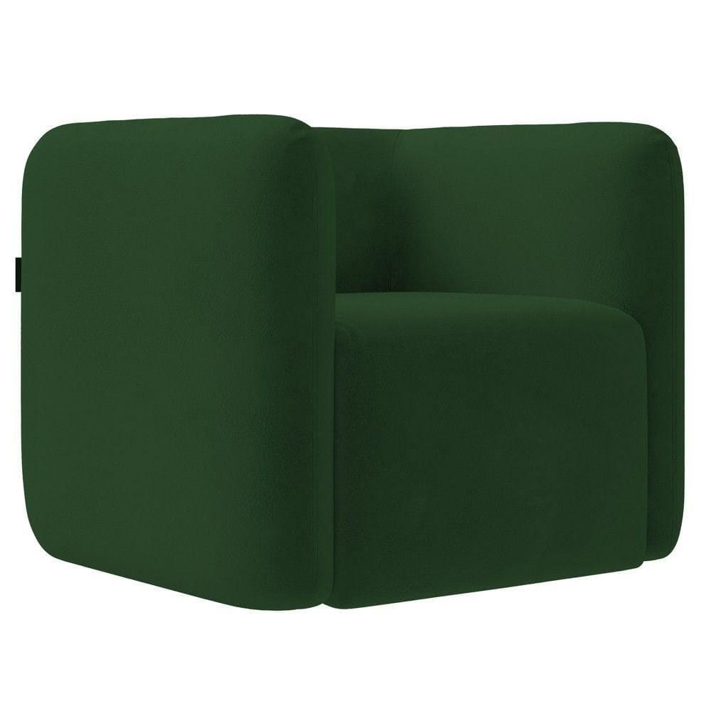 Poltrona Para Sala De Estar Decorativa Quadrada Maggie K04 Veludo Verde - Mpozenato